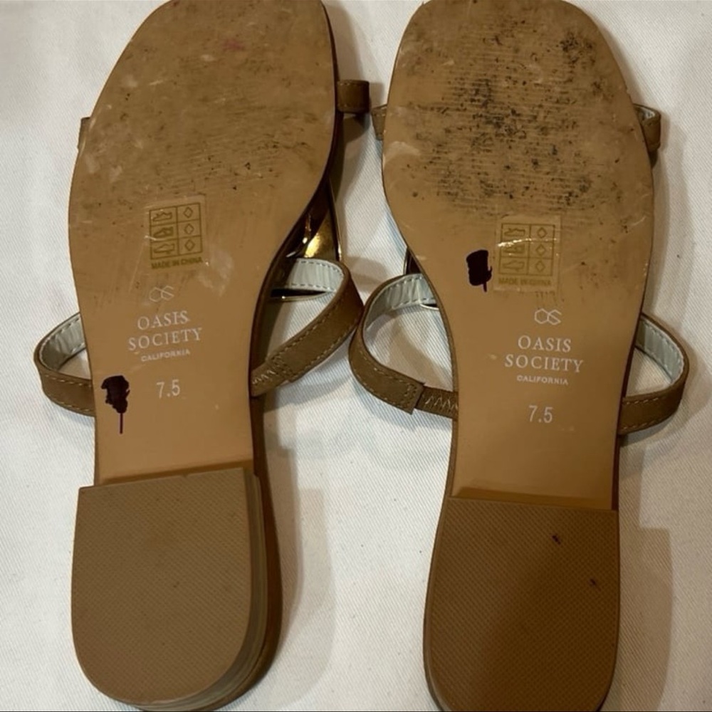 Society Tan Gold Sandals Elegant Design - Picture 5 of 6